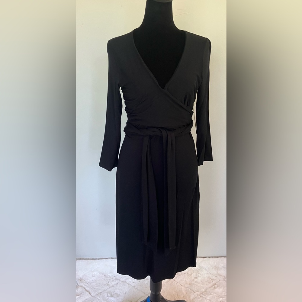 Lauren Ralph Lauren Black Surplice Jersey Dress Size Small NWT